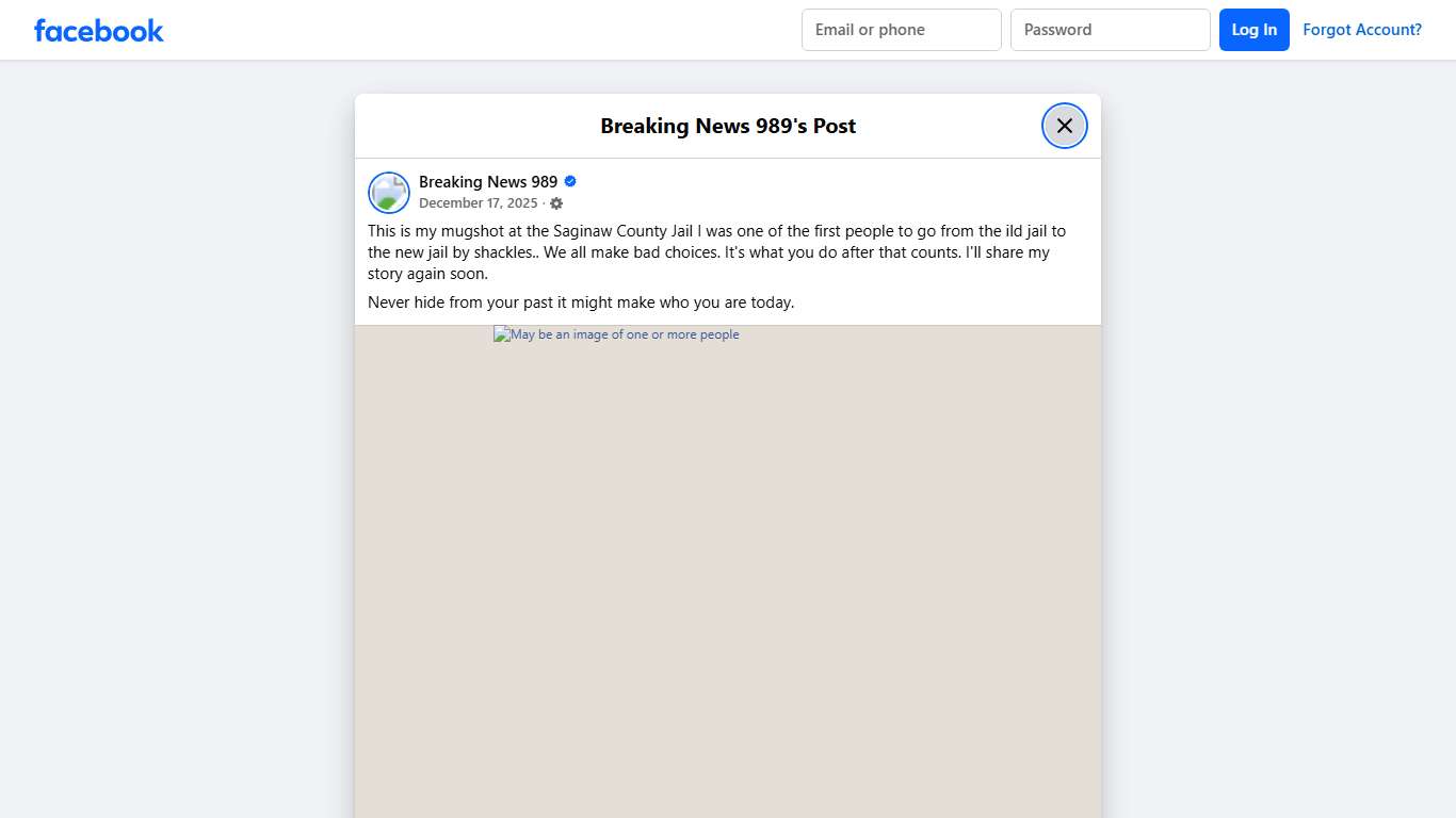 This is my mugshot at the Saginaw... - Breaking News 989 Facebook