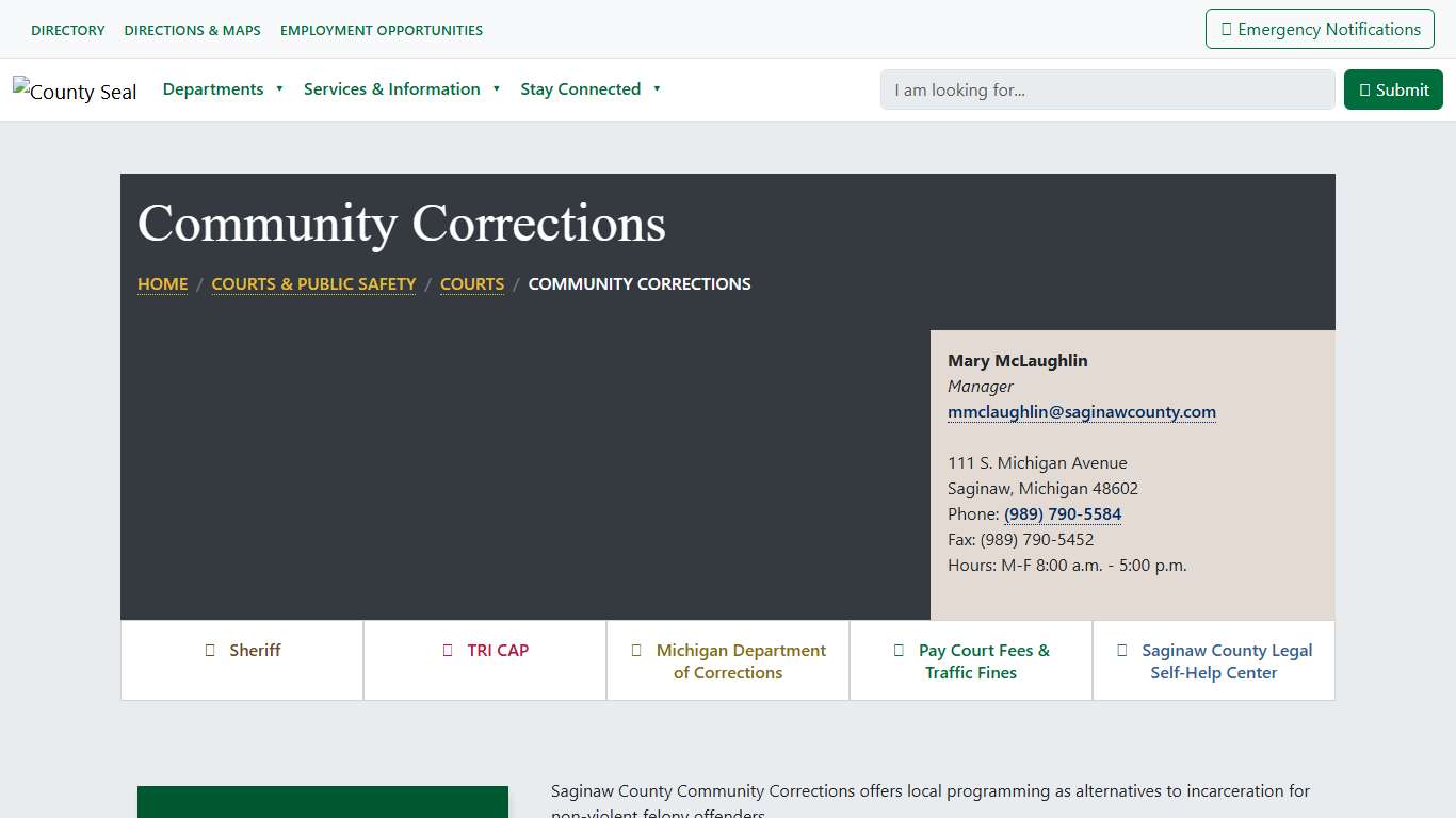 County of Saginaw, MI - Community Corrections